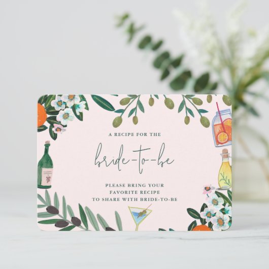 イタリアン地中海のブライダルシャワー共有Aレシピ エンクロージャーカード (スタンド正面)
