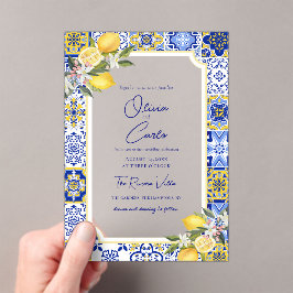 イタリアン地中海のTile & Lemon 結婚's アクリル招待状