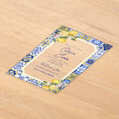 イタリアン地中海のTile & Lemon 結婚's アクリル招待状 (レイダウン)