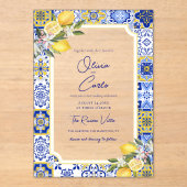 イタリアン地中海のTile & Lemon 結婚's アクリル招待状 (正面)