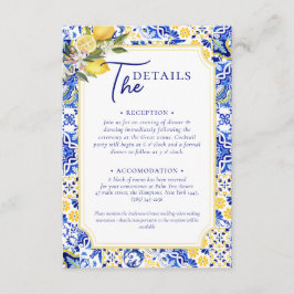 イタリアン地中海のTile & Lemon 結婚's エンクロージャーカード