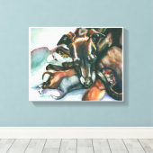 イタリアン子犬とグレイ生まれたばかりのハウンド キャンバスプリント (インサイチュ (ウッドフロア))