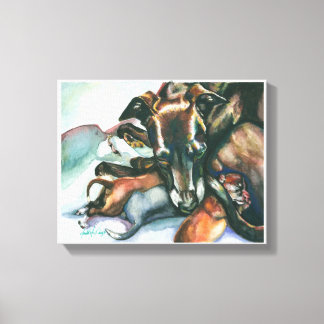 イタリアン子犬とグレイ生まれたばかりのハウンド キャンバスプリント