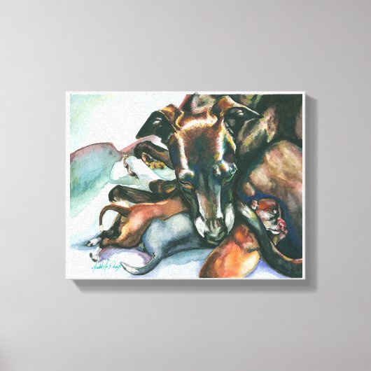 イタリアン子犬とグレイ生まれたばかりのハウンド キャンバスプリント (正面)