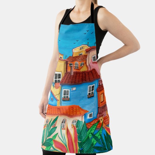 イタリアン家手描きのグアッシュ エプロン (インサイチュ)