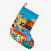 イタリアン家手描きのグアッシュ スモールクリスマスストッキング (正面 (吊り時))
