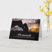 イタリアン恋しく思女性のカーボーイと馬 カード (黄色い花)