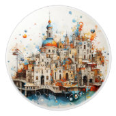 イタリアン抽象芸術・アーキテクチャ セラミックノブ (正面)