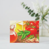 イタリアン料理成分トマトとバジル ポストカード (スタンド正面)