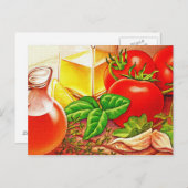 イタリアン料理成分トマトとバジル ポストカード (正面/裏面)
