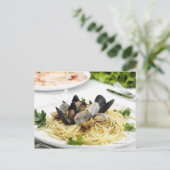 イタリアン料理。スパゲッティアルレボンゴレ。 ポストカード (スタンド正面)