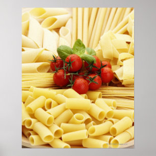 イタリアン料理。パスタとトマト。 ポスター