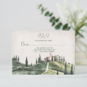 イタリアン新郎新婦キプロスの丘の中腹の結婚式RSVP 招待状 (スタンド正面)
