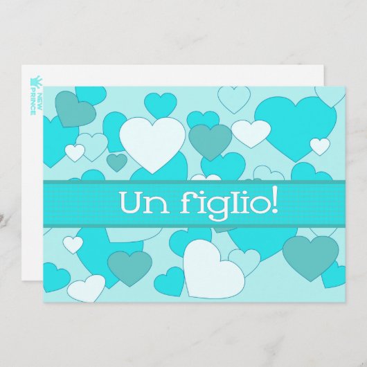 イタリアン男の赤ちゃん誕生発表 案内状 (正面/裏面)