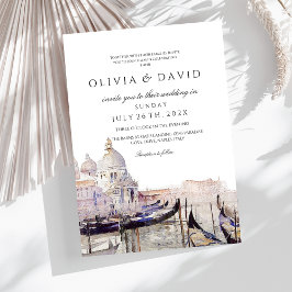 イタリアン結婚ズ水彩画ヴェネツィアエレガント モダン 招待状