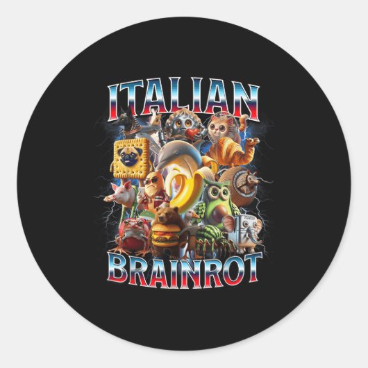 イタリアン脳の腐ったイタリアンミームおもしろい少年 ラウンドシール (正面)