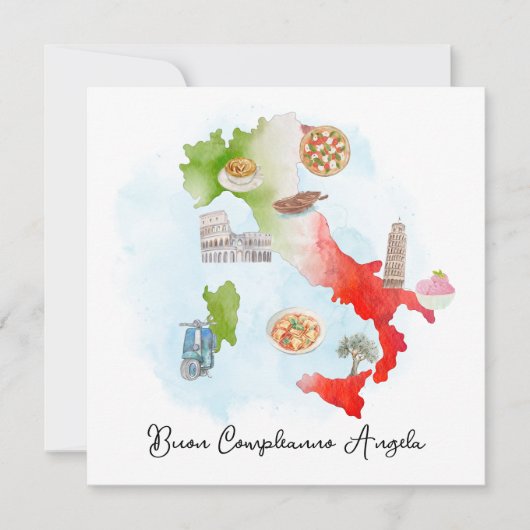 イタリアン誕生日カードハッピーバースデーイタリアの願い カード (正面)