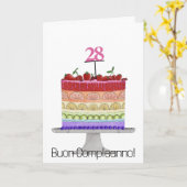 イタリアン誕生日レインボーカラーカップケーキカード カード (黄色い花)