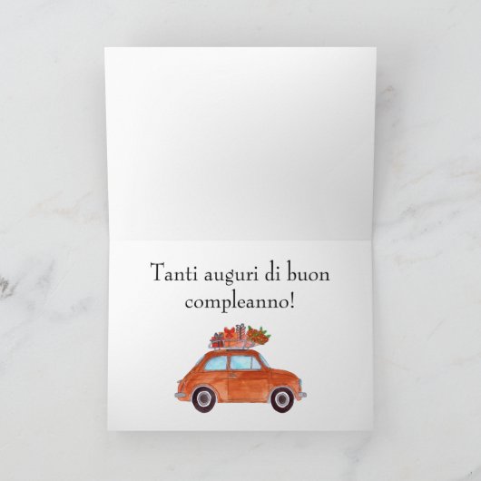 イタリアン誕生日レトロフィアット500 カード (内部)