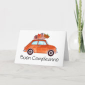 イタリアン誕生日レトロフィアット500 カード (正面)