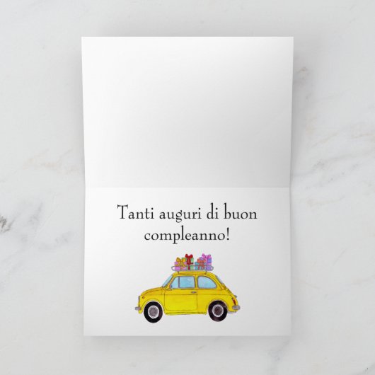 イタリアン誕生日レトロフィアット500 カード (内部)