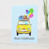 イタリアン誕生日レトロFiat 500カード カード (正面)