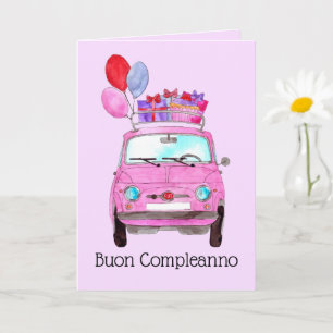 イタリアン誕生日レトロFiat 500カード カード