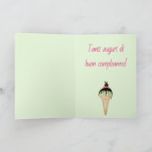 イタリアン誕生日水色アイスクリームカード カード (内部)