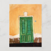 イタリアン通り |シチリア島、黄色い壁の緑のドア ポストカード (正面)