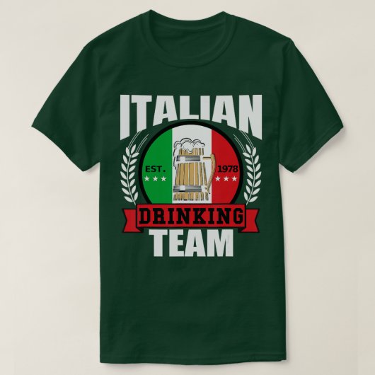 イタリアン飲みチームおもしろいイタリア国旗のビールパーティー Tシャツ (デザイン正面)