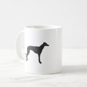 イタリアン黒のGreyhoundシルエット コーヒーマグカップ (正面左)