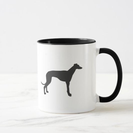 イタリアン黒のGreyhoundシルエット マグカップ (右)