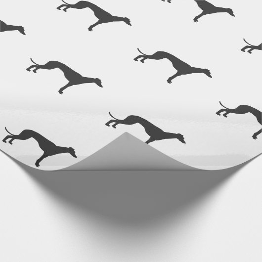 イタリアン黒のGreyhoundシルエット ラッピングペーパー (角)
