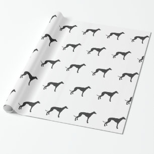 イタリアン黒のGreyhoundシルエット ラッピングペーパー