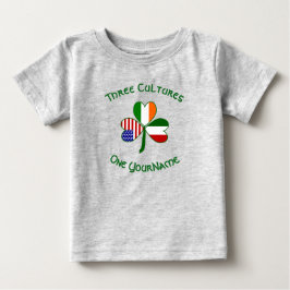 イタリアン アイリッシュ アメリカン フラッグ シャムロック あなたの名前 ベビーTシャツ