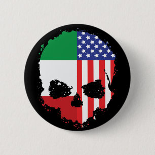 イタリアン – アメリカスカルデザイン(フラグ付き) 缶バッジ
