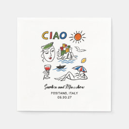 イタリアン ウェディング アマルフィ コースト 手描き スタンダードカクテルナプキン