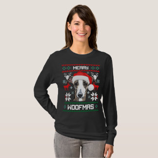 イタリアン・グレーハウンドのメリーなWoofmasのクリスマス Tシャツ