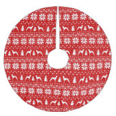 イタリアン・グレーハウンドはクリスマスパターンのシルエットを描きます ブラッシュドポリエステルツリースカート (正面)