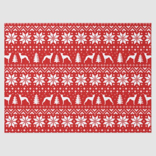 イタリアン・グレーハウンドはクリスマスパターンのシルエットを描きます 薄葉紙 (正面)