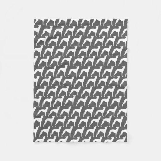 イタリアン・グレーハウンドはパターンのシルエットを描きます フリースブランケット (正面)