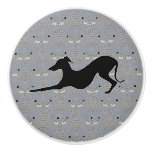 イタリアン・グレーハウンド犬のキャビネットのノブの引きIggy セラミックノブ (正面)