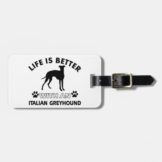 イタリアン・グレーハウンド犬の品種デザイン ラゲッジタグ (正面横)
