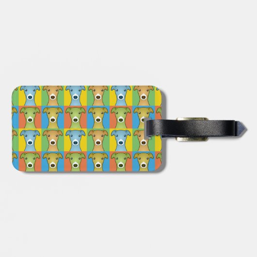 イタリアン・グレーハウンド犬の漫画の破裂音芸術 ラゲッジタグ (裏面横)