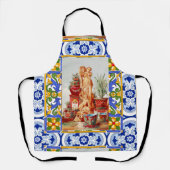 イタリアン,シシリアのアート,マイオリカ,タイル,バロックアート エプロン (正面)