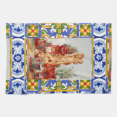イタリアン，シシリアのアート，マイオリカ，タイル，バロックアート  キッチンタオル (横)