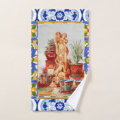 イタリアン，シシリアのアート，マイオリカ，タイル，バロックアート  バスタオルセット (ハンドタオル)