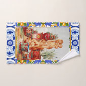 イタリアン，シシリアのアート，マイオリカ，タイル，バロックアート  バスタオルセット (ハンドタオル)