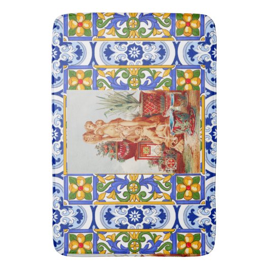 イタリアン,シシリアのアート,マイオリカ,タイル,バロックアート バスマット (正面縦)