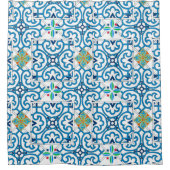 イタリアン，シシリアのアート，マジョリカ，タイル，モロッコのタイル シャワーカーテン (正面)